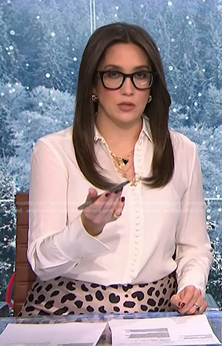 Savannah's white blouse and leopard skirt on NBC News Daily