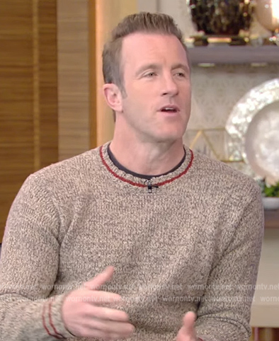 Scott Caan's stripe trim sweater on Live with Kelly and Ryan