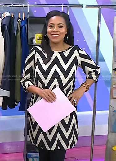 Sheinelle's black and white chevron dress on Today