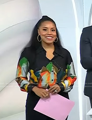 Sheinelle's multicolor brushstroke blouse on Today