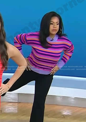 Sheinelle's multicolor striped sweater on Today