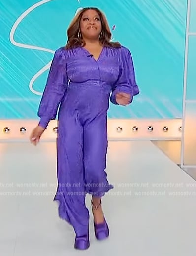Sherri's purple satin wrap dress on Sherri