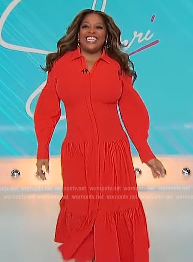 Sherri's red collared midi dress on Sherri