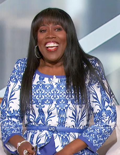 Sheryl's blue floral print dress on The Talk