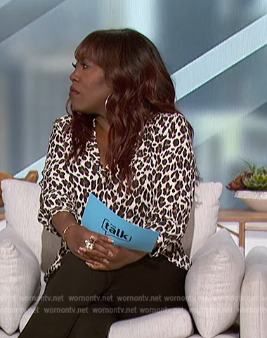 Sheryl's leopard print blouse on The Talk