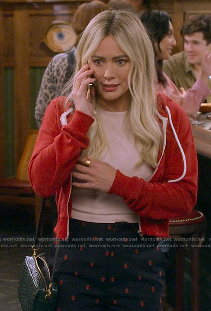 Sophie's ladybug print pants and red hoodie on How I Met Your Father