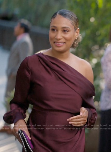 Sophie's purple one-shoulder dress on The L Word Generation Q