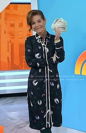 Stephanie Ruhle's black floral shirtdress on Today