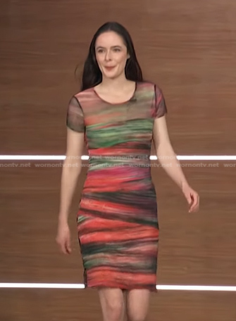 Mackenzie Morrison's multicolor striped dress on Access Hollywood