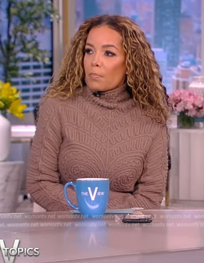 Sunny's brown textured sweater dress on The View