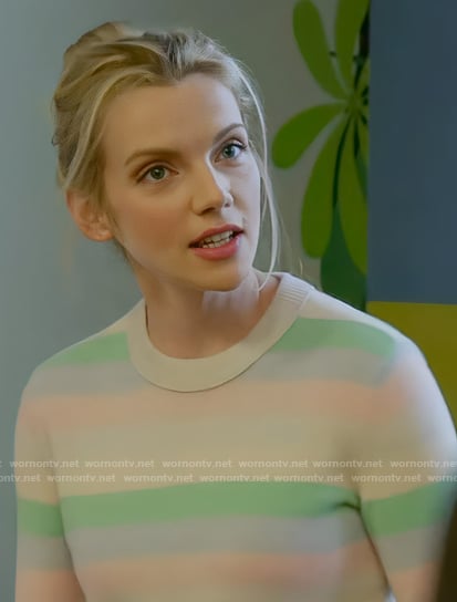 Sylvie's pastel stripe sweater on Chicago Fire