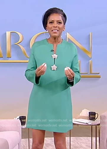 Tamron's green star embellished dress on Tamron Hall Show