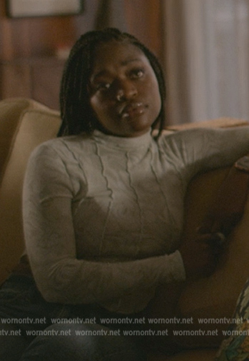 Tasha's green marble ripped top on National Treasure: Edge of History