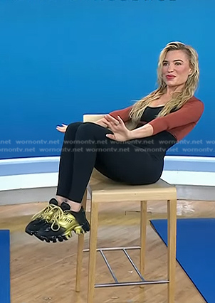 Tracy Anderson's black and gold sneakers on Today