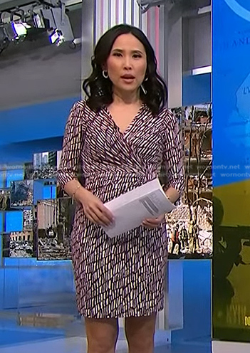 Vicky's red and white wrap dress on NBC News Daily