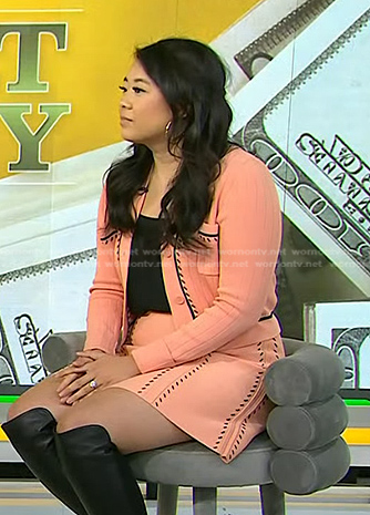Vivian Tu's pink cardigan and mini skirt on Today