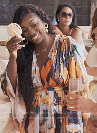 Wendy's abstract print romper on The Real Housewives of Potomac
