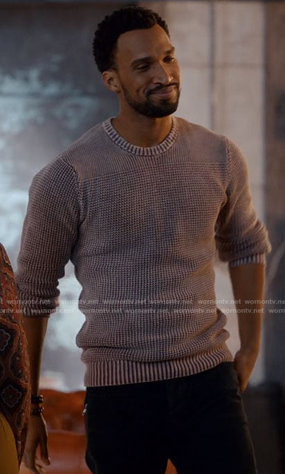 Zion's purple textured sweater on Ginny & Georgia