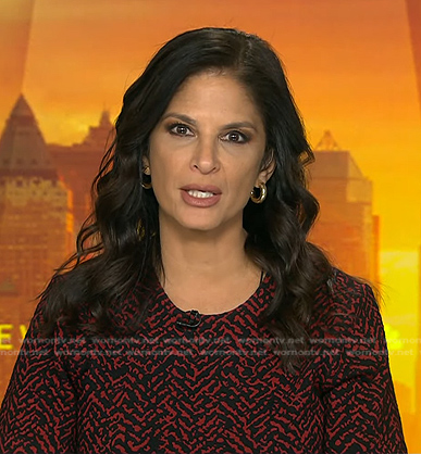Darlene Rodriguez's red and black printed dress on Today