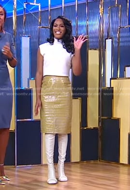 Shelby Ivey Christie's white top and boots on Good Morning America