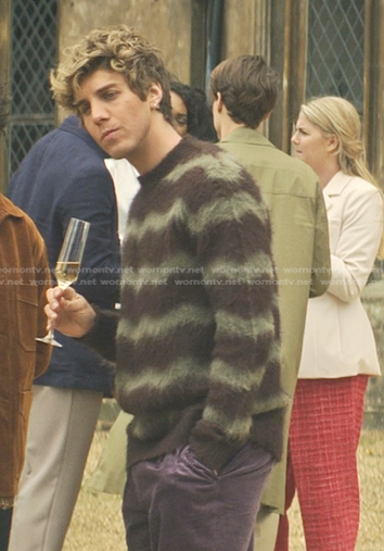 Adam's green and brown striped mohair sweater on You