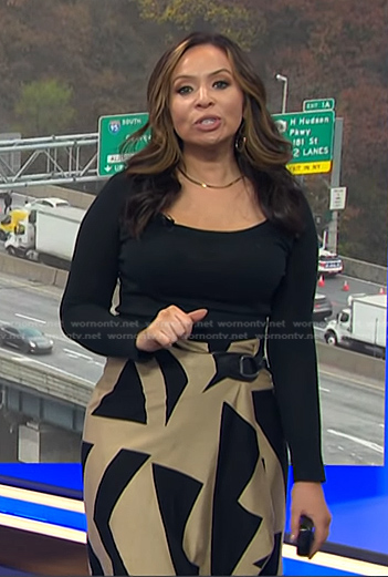 Adelle's black and beige geometric skirt on Today