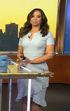 Adelle's blue ruffle hem dress on Today