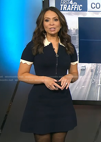 Adelle's navy contrast collar zip dress on Today