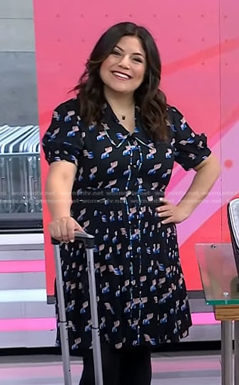 Adrianna's black printed shirtdress on Today