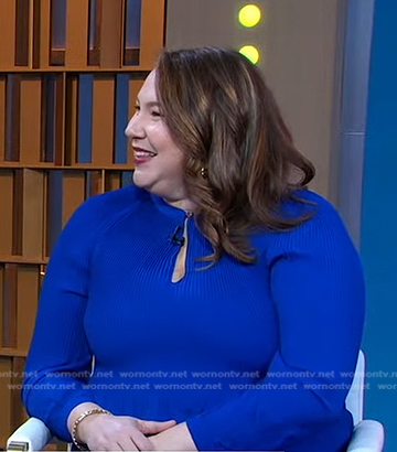Alisha Fernandez Miranda's blue pleated mini dress on Good Morning America