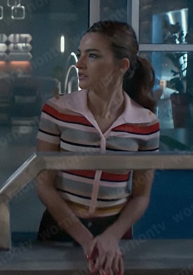 Allegra's pink striped knit top on The Flash