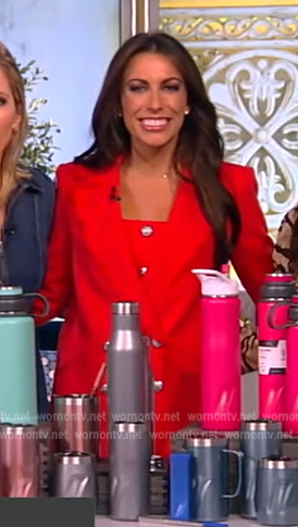 Alyssa's red button down tweed dress on The View