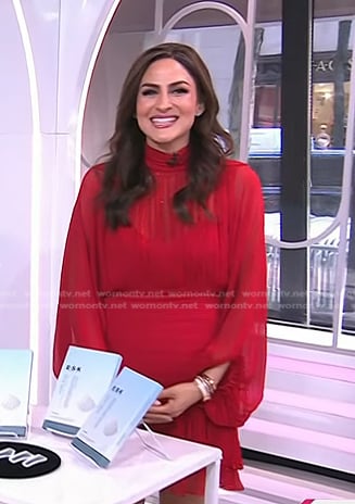 Ami Desai's red long sleeve mini dress on Today