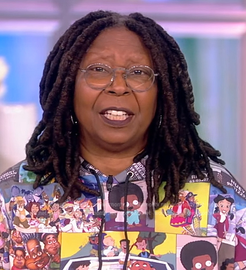 Whoopie's cartoon print hoodie on The View