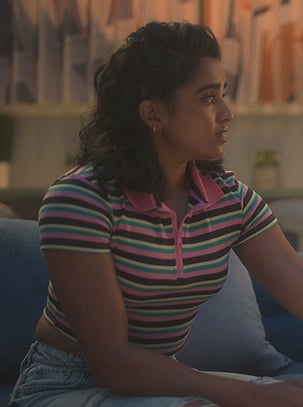 Multicolored striped polo on Grown-ish