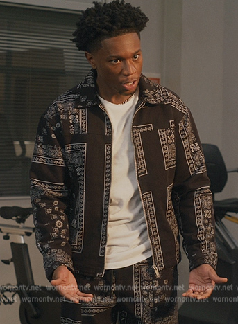 Black paisley print jacket and pants on All American Homecoming