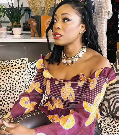 Autumn Adeigbo's tie dye off-shoulder top on Today