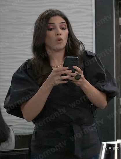 Brook Lynn's black wrap top on General Hospital