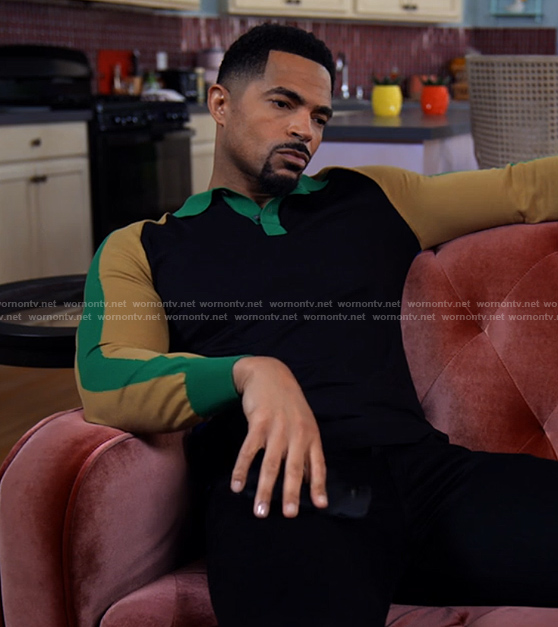 Calvin's colorblock knit polo on Tyler Perrys Sistas