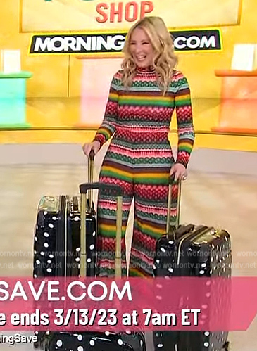 Chassie Post's printed top and pants on Sherri
