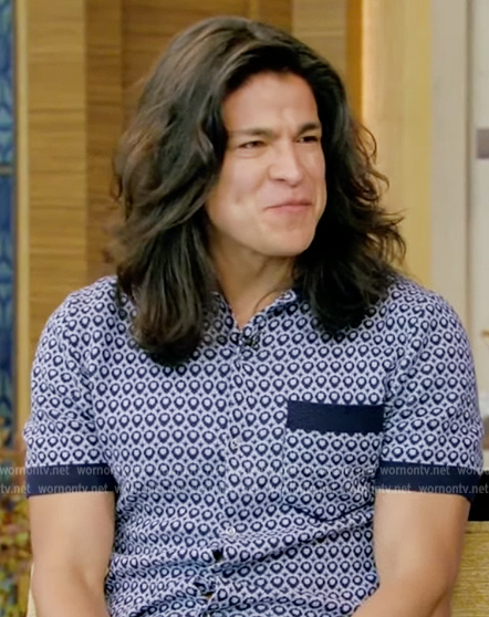 Cristo Fernandez's blue knit button down shirt on Live with Kelly and Ryan