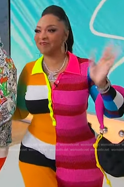 Da Brat's multicolored stripe ribbed dress on Sherri