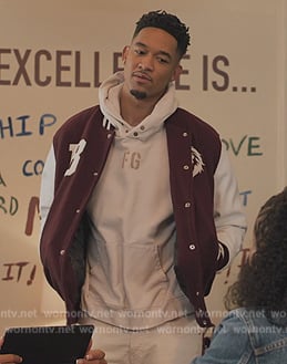 Damon's Fear of God logo hoodie on All American Homecoming