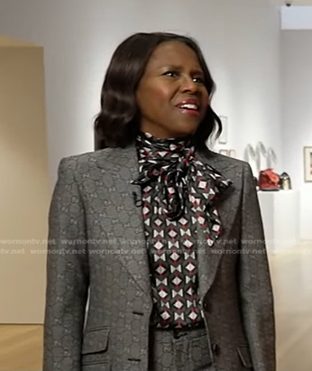 Deborah's grey gg monogram blazer and pants on Good Morning America