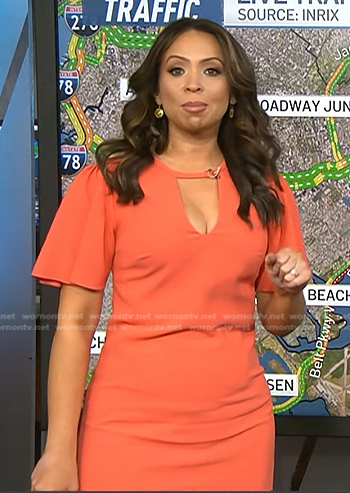 Adelle's orange keyhole dress on Today