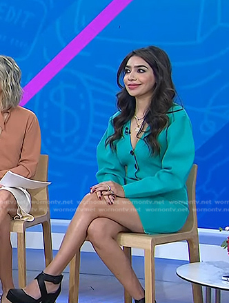 Dr. Deepika Chopra's green button front sweater dress on Today