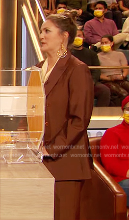 Drew's brown blazer and pants on The Drew Barrymore Show