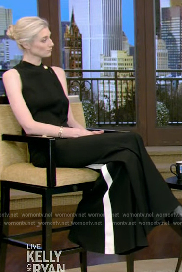 Elizabeth Debicki's contrast stripe jumpsuit on Live with Kelly and Ryan