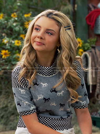 Destiny's grey horse print sweater on Bunkd