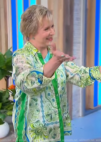 Eve Plumb's green paisley print blouse on Sherri